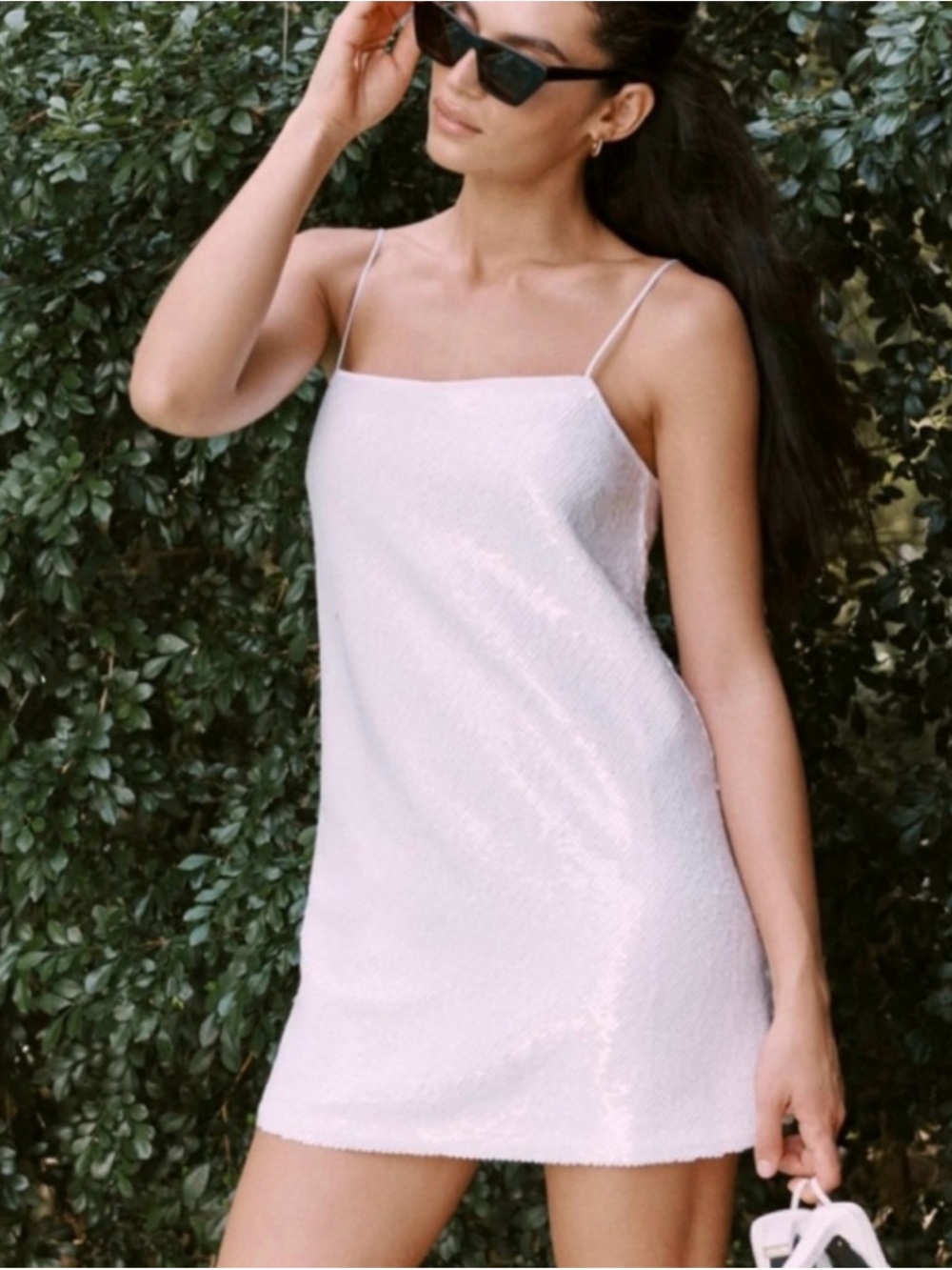 Abercrombie & Fitch White Sequin Slip Dress - Picture 2 of 9